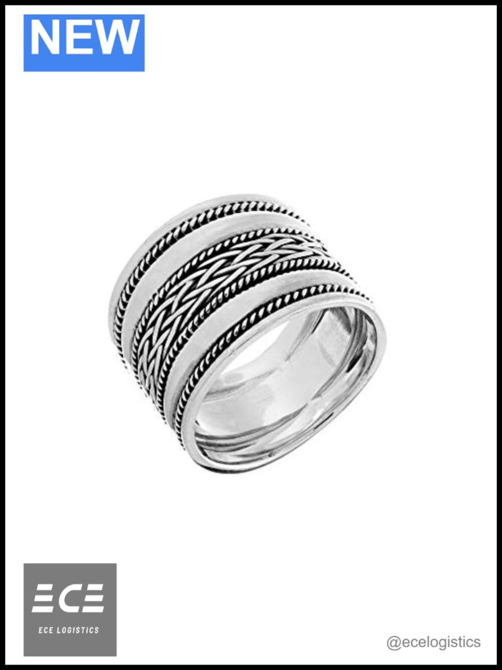 925 Sterling Silver Thumb Ring Wide Celtic Rope Braided Twist Wedding